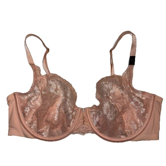 Victoria's Secret Peach Floral Lace Underwire Unlined Demi Bra Size 34D NWT - Picture 6 of 16